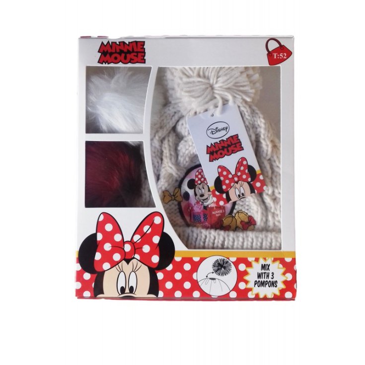 Cappello bambina Disney Minnie 3 pompons panna tg 54