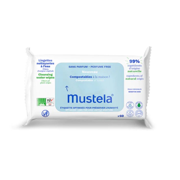 Salviette Compostabili all'Acqua Mustela 60 Pezzi