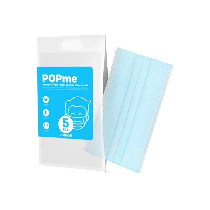Mascherina Chirurgica Junior Azzurro POPme 5 Pezzi