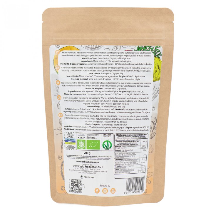 MACA INTEGRALE POLVERE BIO ERBAVOGLIO 200g
