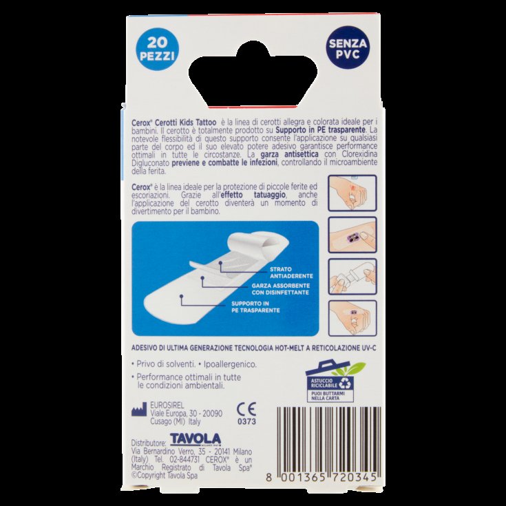 Cerotti Kids Tattoo Resistenti All'Acqua Cerox 20 Pezzi