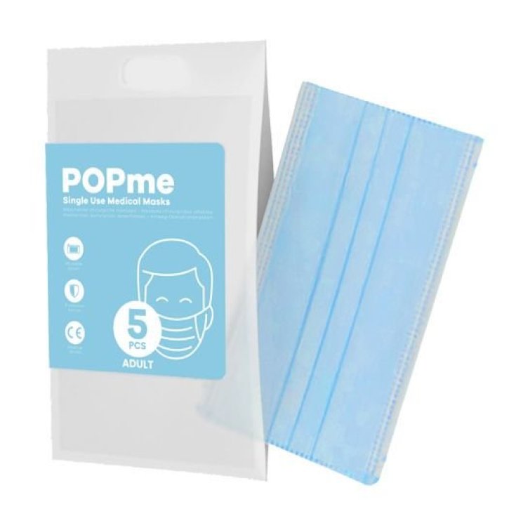 Mascherina Chirurgica Adulti Azzurro POPme 5 Pezzi