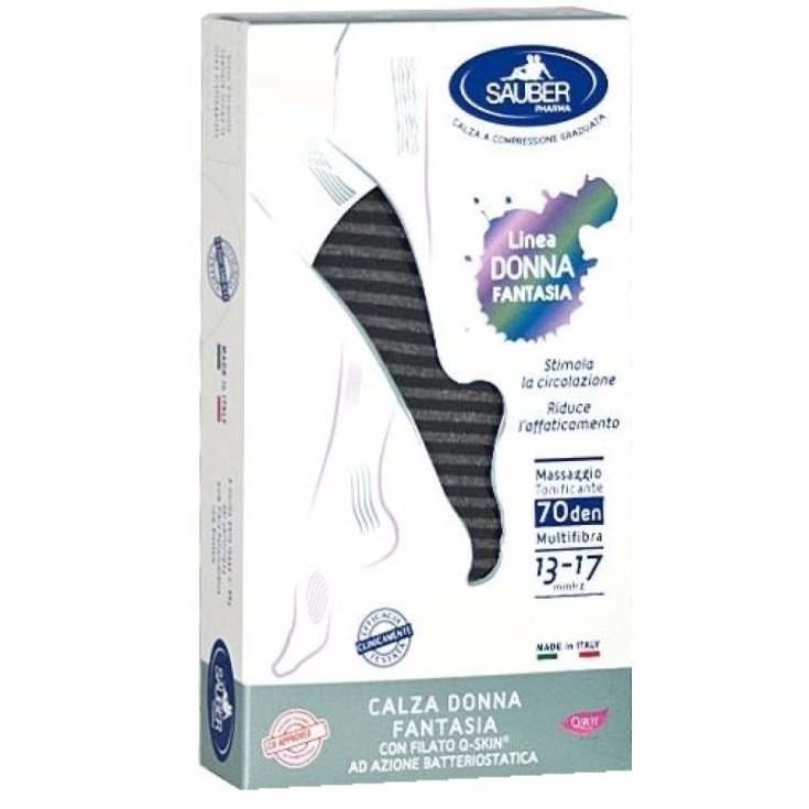 Calza Donna Fantasia 70 Righe Lur Nero Tg.S/M Sauber