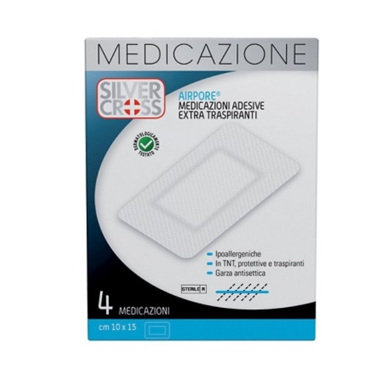 Medicazione Airpore 10 x 15cm Silver Cross 4 Pezzi