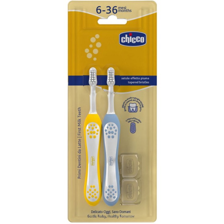 Spazzolini Primi Denti 6-36M+ Duo Azzurro/Giallo CHICCO