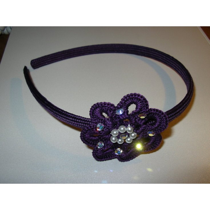 Cerchietto Capelli Uncinetto E Strass Celeste 1 Pezzo