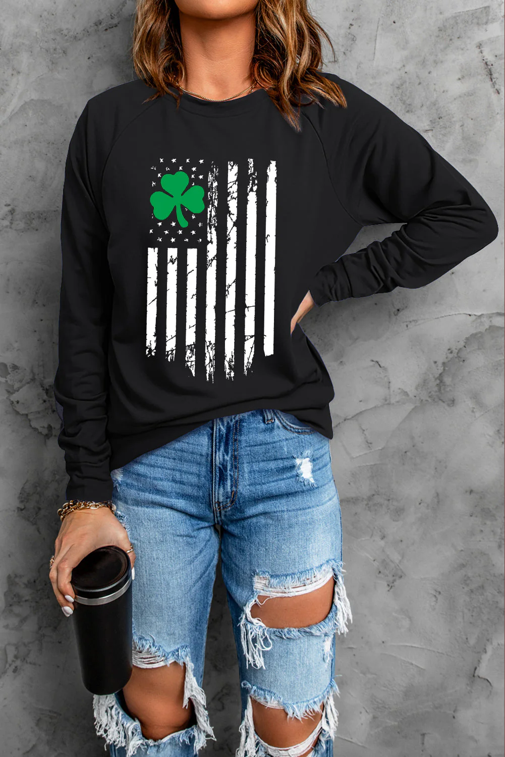 Flag Clover Print Sweatshirt.