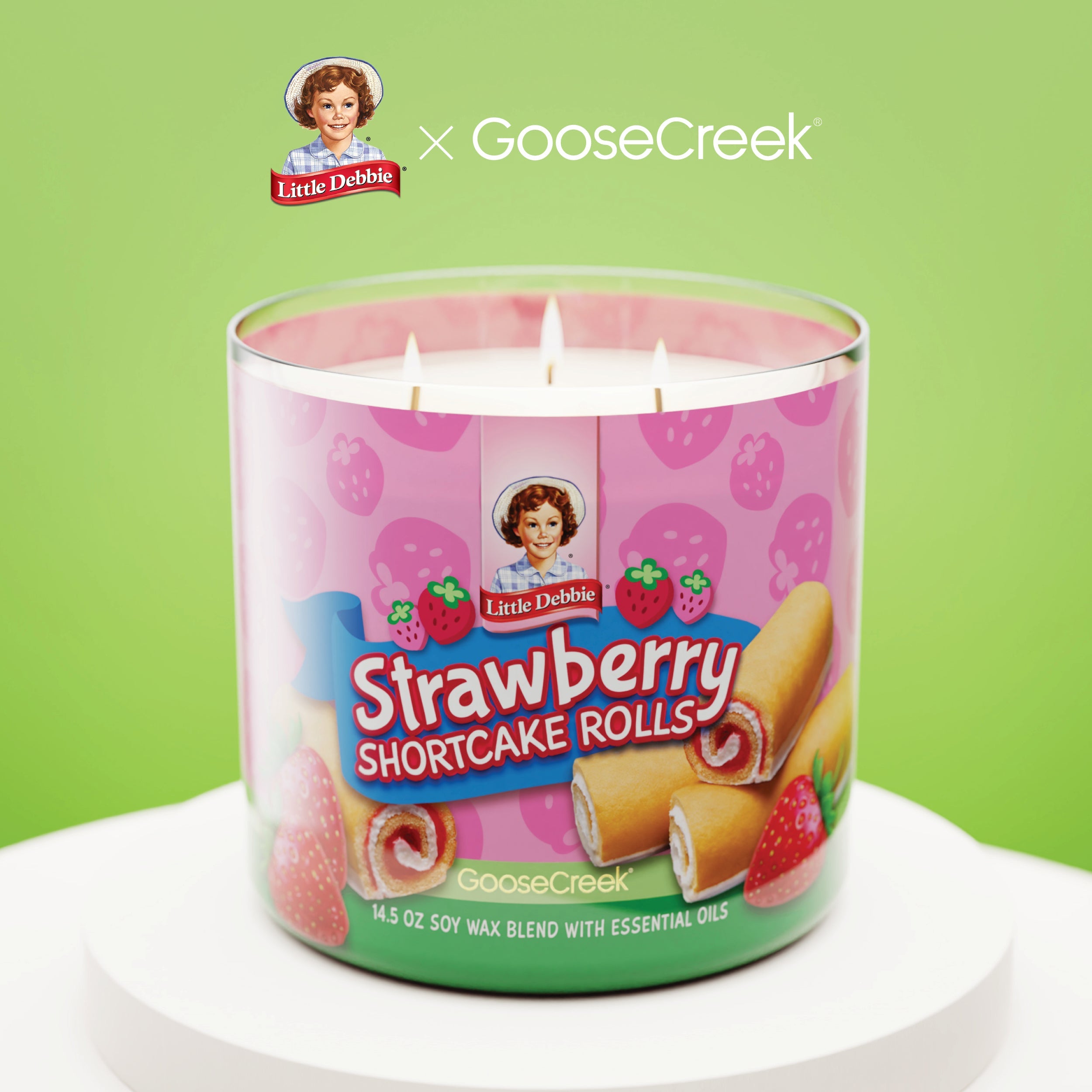 Strawberry Shortcake Rolls Little Debbie TM 3-Wick Candle