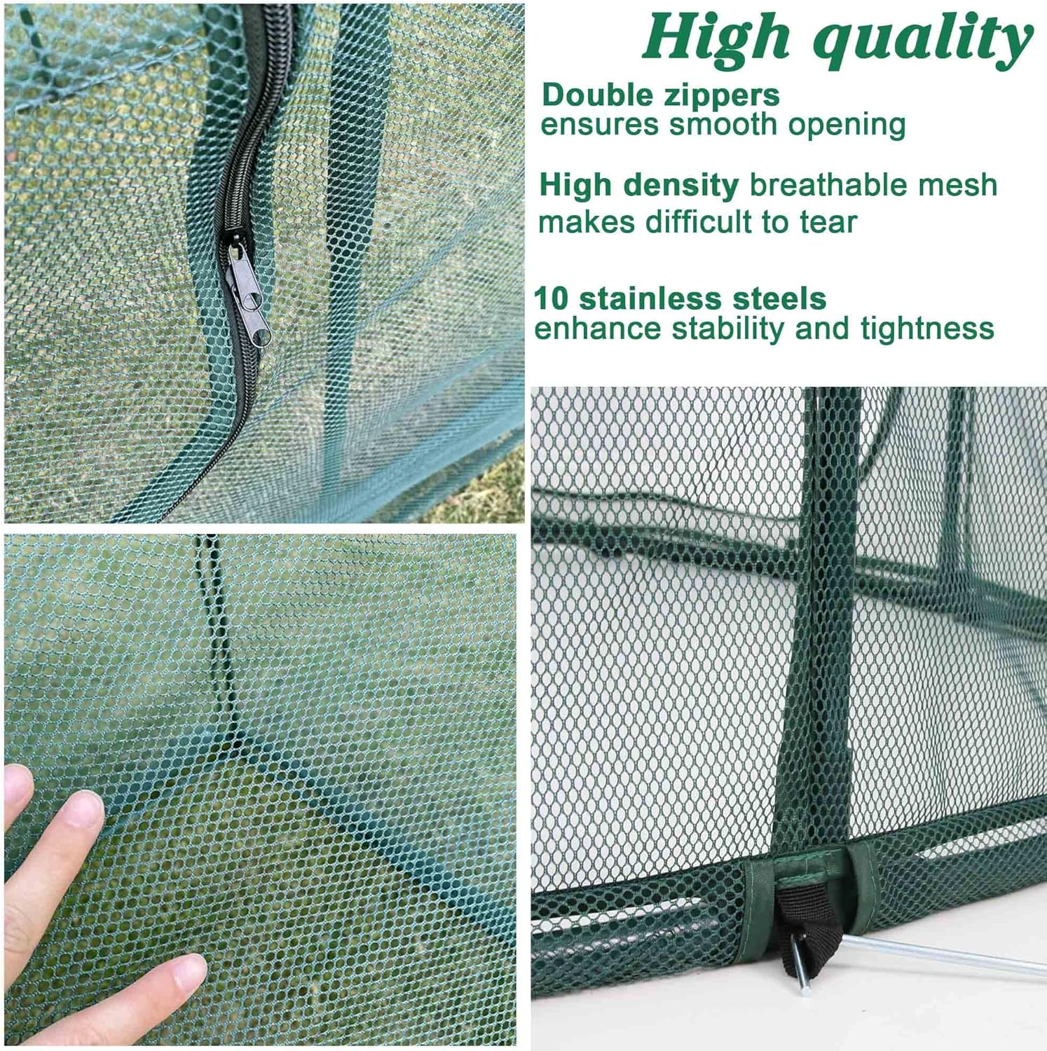 Portable Chicken Run Hen Coop,Walk-in Poultry House,Outdoor Gardening Net,Easy-up Small Animals Enclosure for Protecting Pet and Plant with Metal Frames and 10 Stakes in Backyard and Farm