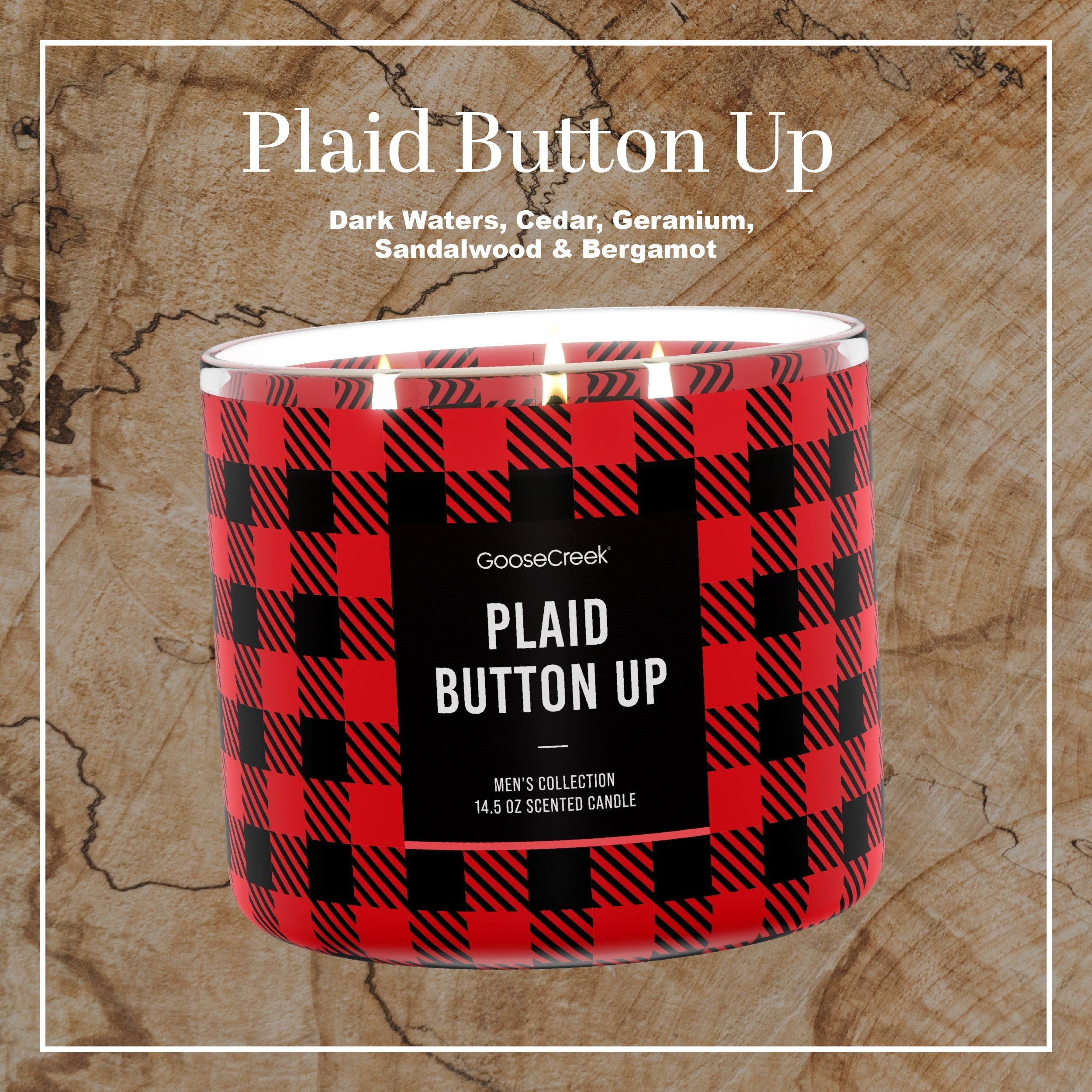 Plaid Button-up 3-Wick Candle
