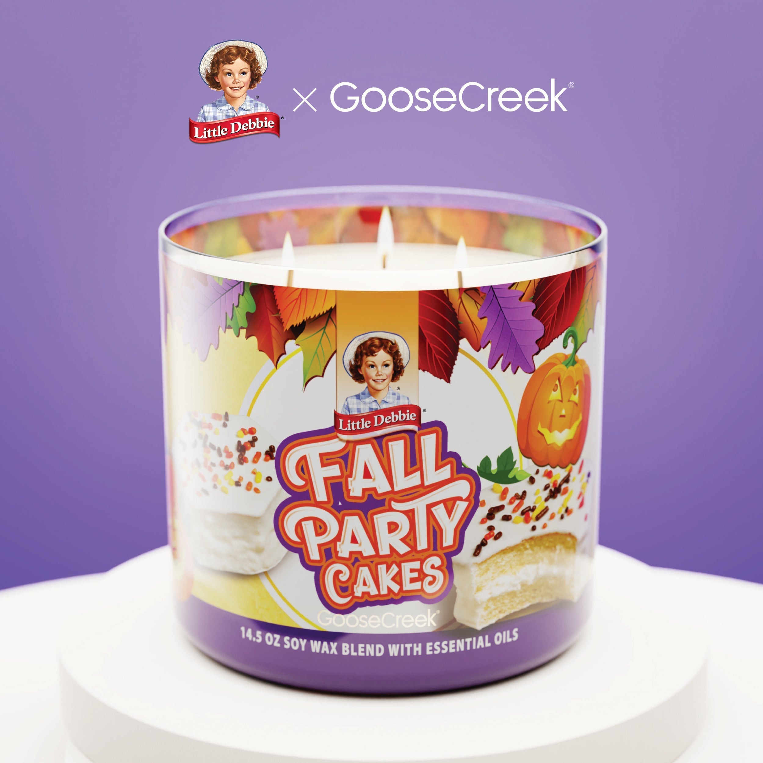 Fall Party Cakes Little Debbie TM 3-Wick Candle