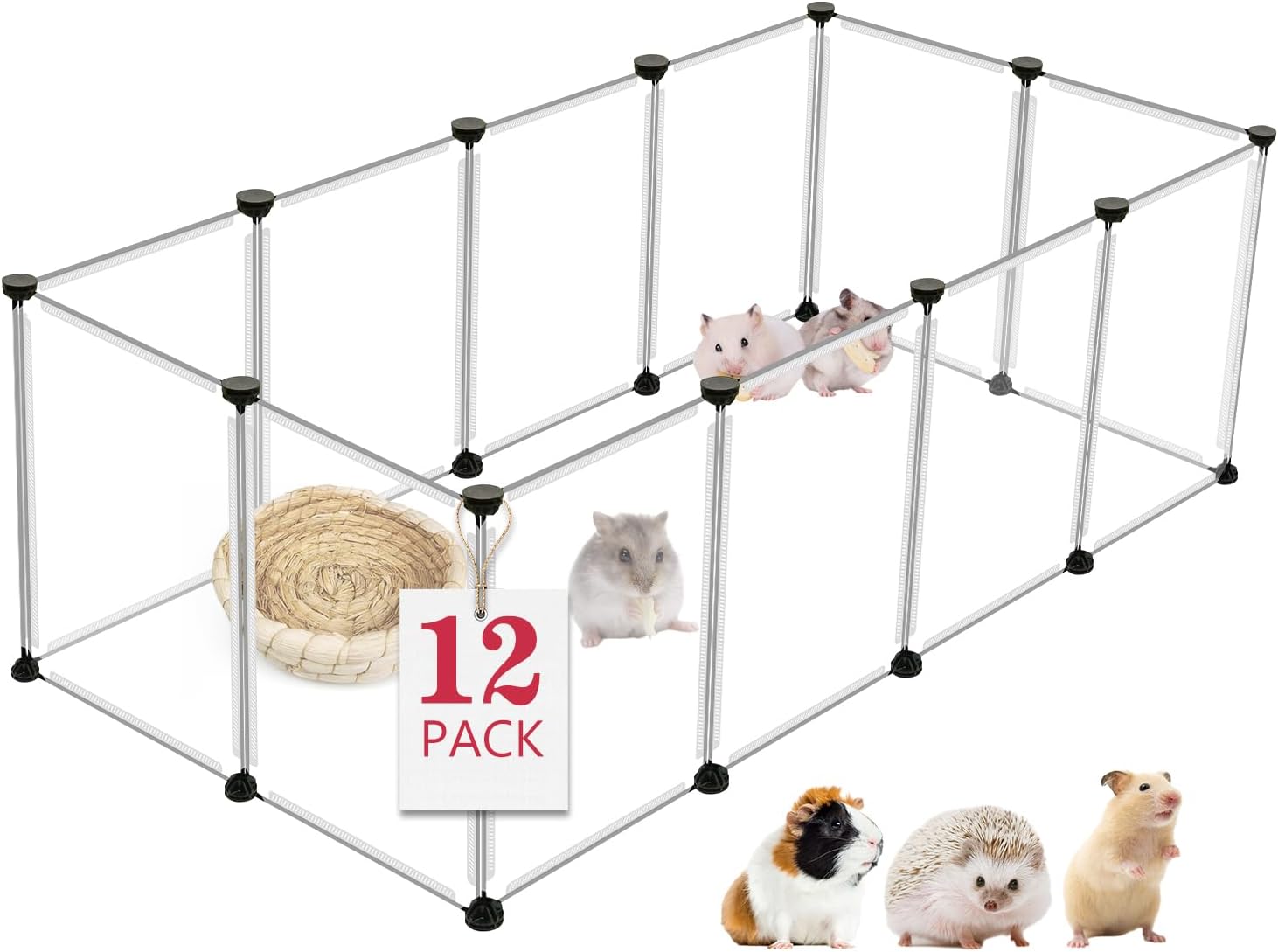 20 Panels Small Animal Playpen, Pet Playpen with Waterproof Mat, C&C Cage for Guinea Pigs, Rabbit/Bunny/Baby Chicken Cage, Bunny/Puppy/Chicken Pen, Indoor Outdoor Portable Metal Wire Yard Fence