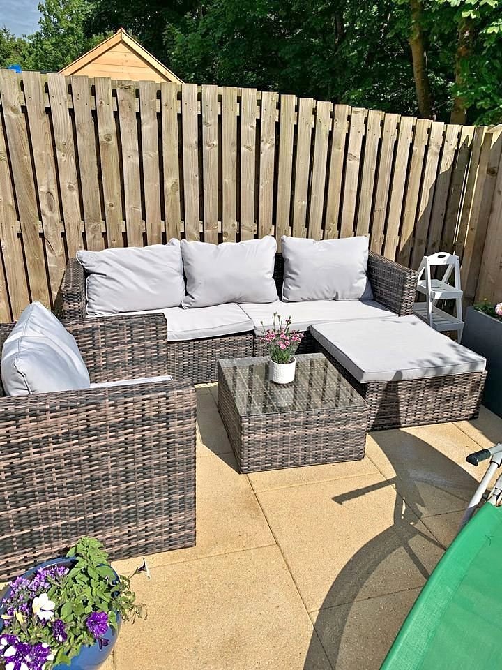 Garden Furniture Set 5PC Rattan Modular Corner Sofa Set Garden Corner Sofa Coffee Table