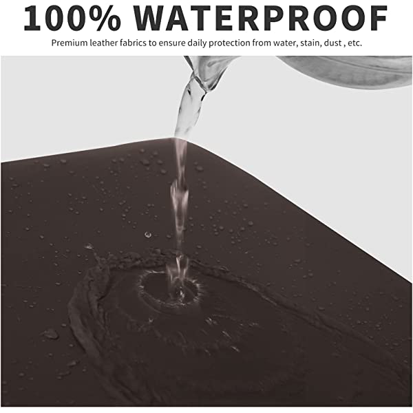 Easy-Going PU Leather Recliner Sofa Slipcovers, Waterproof Stretch Sofa Covers, 8 Pieces Stretch Furniture Protector, Elastic Strap Shield Pets Kids Children Cats Dogs Beige