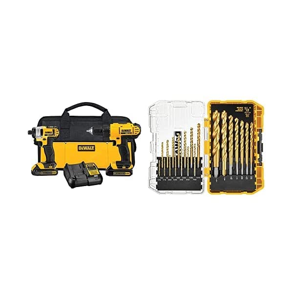 DEWALT 20V Max Cordless Drill Combo Kit, 2-Tool (DCK240C2),Yellow/Black Drill Driver/Impact Combo Kit 20V Combo Kit