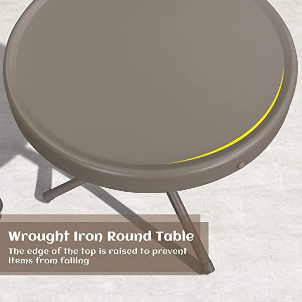 PURPLE LEAF Outdoor Patio Bistro Set, 3 Pieces Retro Porch Furniture Set 2 C-Spring Metal Outdoor Chairs and Round Side Table, Blue