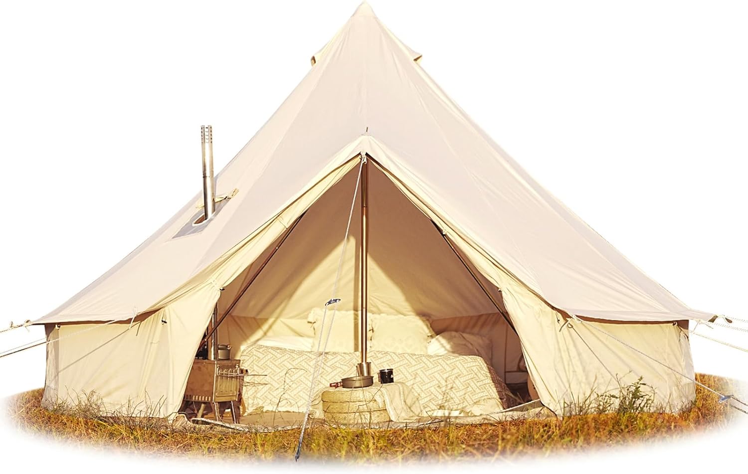 glamcamp Bell Tent 100% Cotton Canvas Waterproof Large Tents