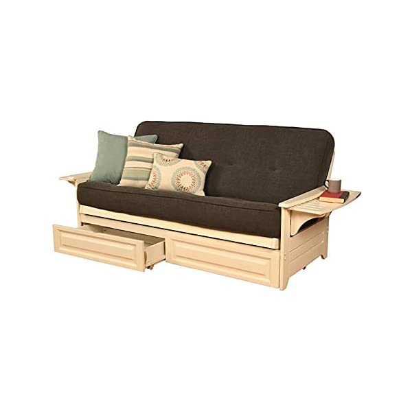 Kodiak Furniture Futon Set, Full, White Suede Navy