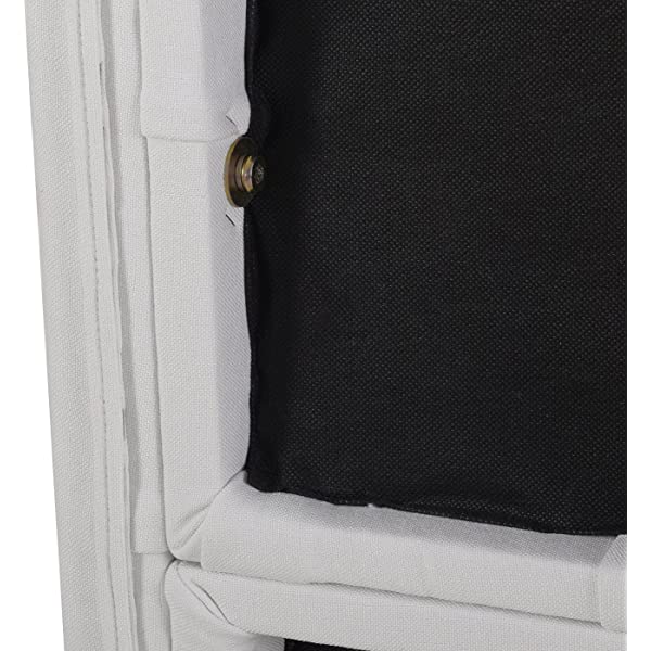 Jennifer Taylor Home Marcella Collection Queen Wingback Tufted Hand-Applied Nail Heads Upholstered Bed, Antique White Antique White Queen