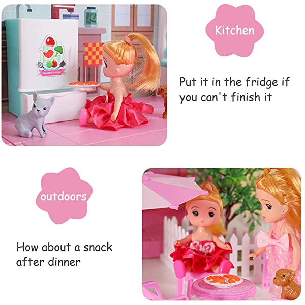 Dollhouse with Dollhouse Furniture and Dolls Dream Doll House for Little Girls 5 Year Olds 1:12 Scale for Kids Pretend Play Doll House Toy Playset Perfect Toddler Girls and Kids' Toy with Accessories dolls villa