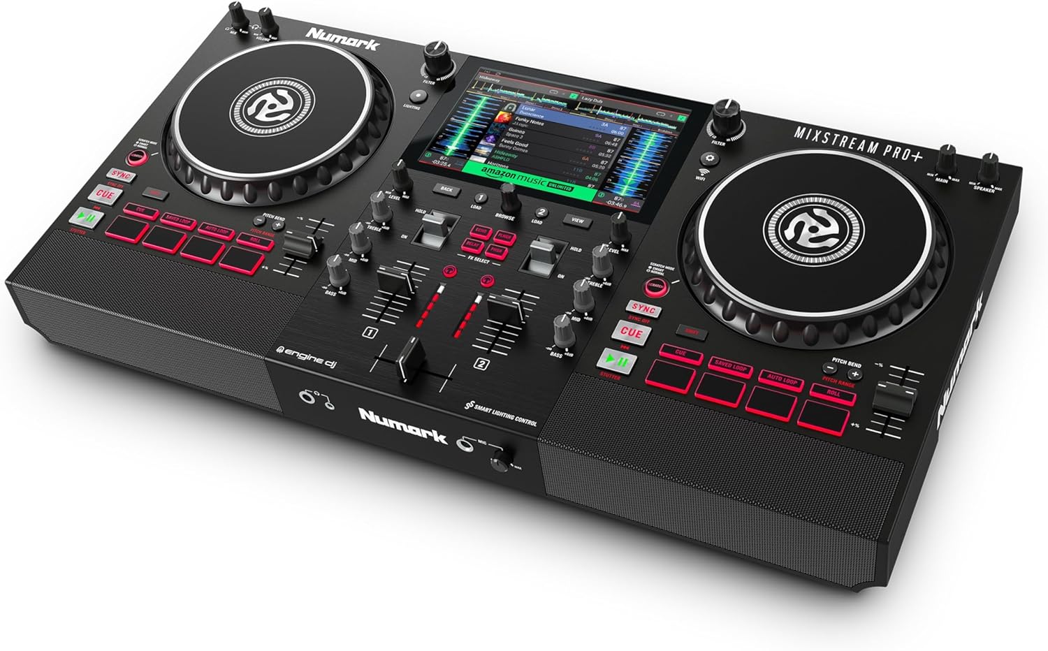 Numark Mixstream Pro+ DJ Controller with Stem Separation, 2 Decks, Wi-Fi Streaming, Mixer, 7