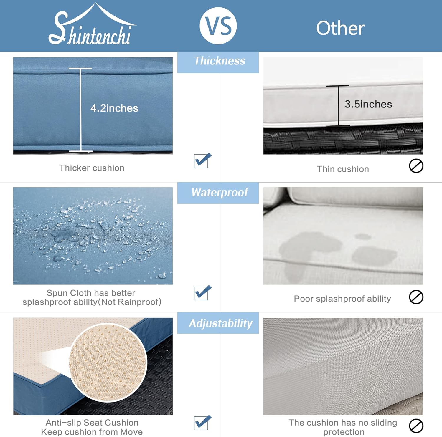 Shintenchi 7 Pieces Outdoor Patio Sectional Sofa Couch, Black Wicker Furniture Conversation Sets