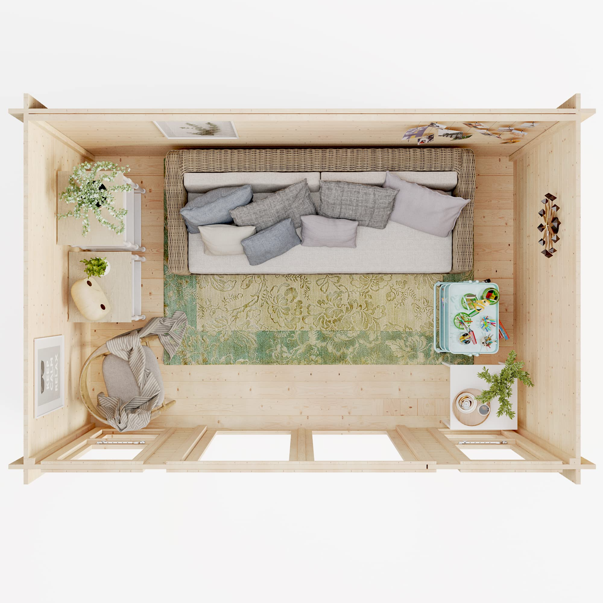 12x8 Log Cabin Summerhouse Garden Office Studio Modern Pent Carmen Outdoor Room