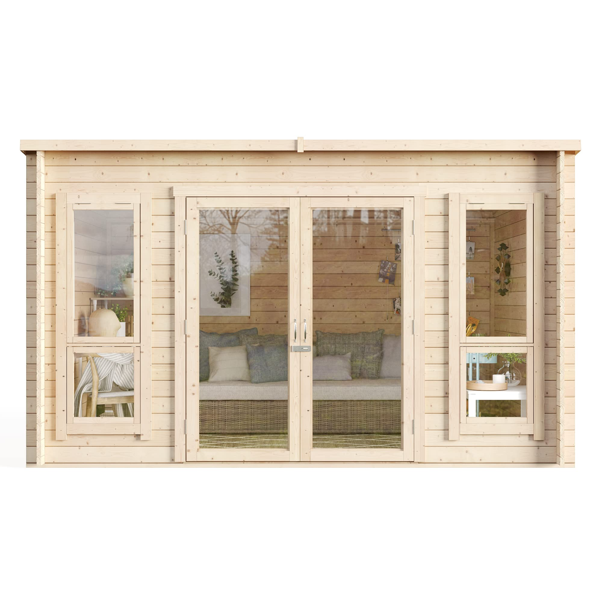 12x8 Log Cabin Summerhouse Garden Office Studio Modern Pent Carmen Outdoor Room