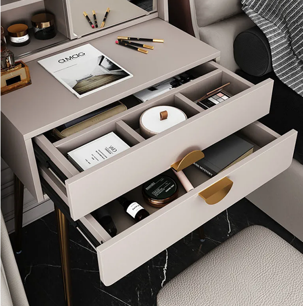 dressing table set, girl dressing table with large mirror makeup storage box stool, suitable for bedroom, powder room