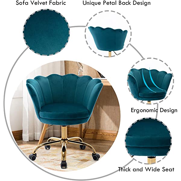 MTFY Modern Home Office Swivel Chair, Shell Desk Chair with Adjustable Height, Upholstered Ergonomic Computer Desk Chair Leisure Task Chair Accent Armchair for Office, Living Room,Bedroom (Beige)