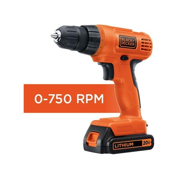 BLACK+DECKER 20V MAX Drill & Home Tool Kit, 34 Piece (BDCD120VA) , Orange Drill Project Kit