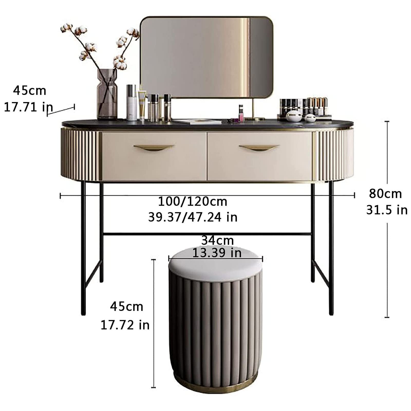 【Furniture】Light Luxury Dressing Table, Modern Italian Minimalist Bedroom Makeup Desk, Net Red ins Makeup Table