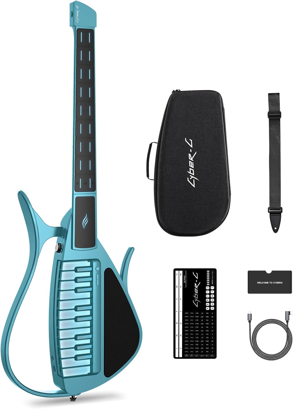 Enya CYBER-G Stringless Smart Guitar, Foldable Travel Backing Guitarra, Built-in Drum Machine & Bassline
