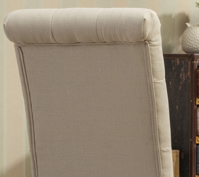 Roundhill Furniture Habit Solid Wood Tufted Parsons Dining Chair (Set of 2), Tan