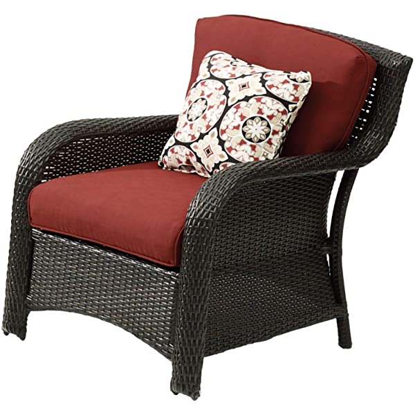 Hanover Strathmere 6-Piece Outdoor Patio Conversation Set, 2 Side Chairs with Ottomans, Loveseat and Tempered Glass Coffee Table, with Hand-Woven Wicker and Thick Cilantro Green Cushions, STRATHMERE6PC