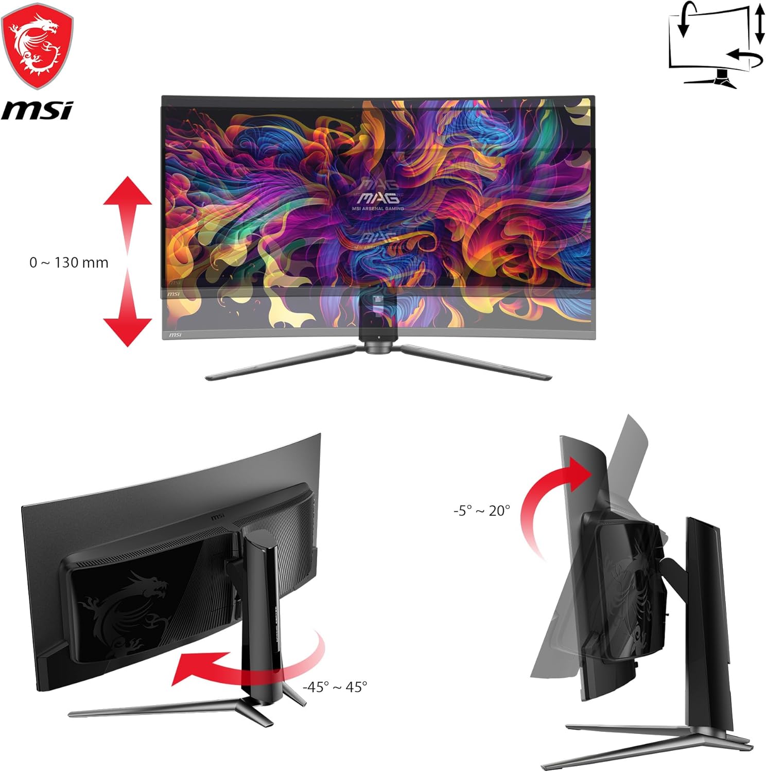 MSI MAG341CQP QD-OLED, 34 Curved OLED Gaming Monitor, 3440 x 1440 (UWQHD), OLED 0.03ms Response time, 175Hz, True Black HDR 400