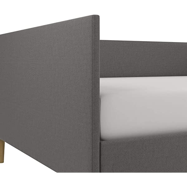 DHP Franklin Mid Century Upholstered Daybed, Sofa Bed, Twin Size Frame, Tan Linen Linen Twin Tan