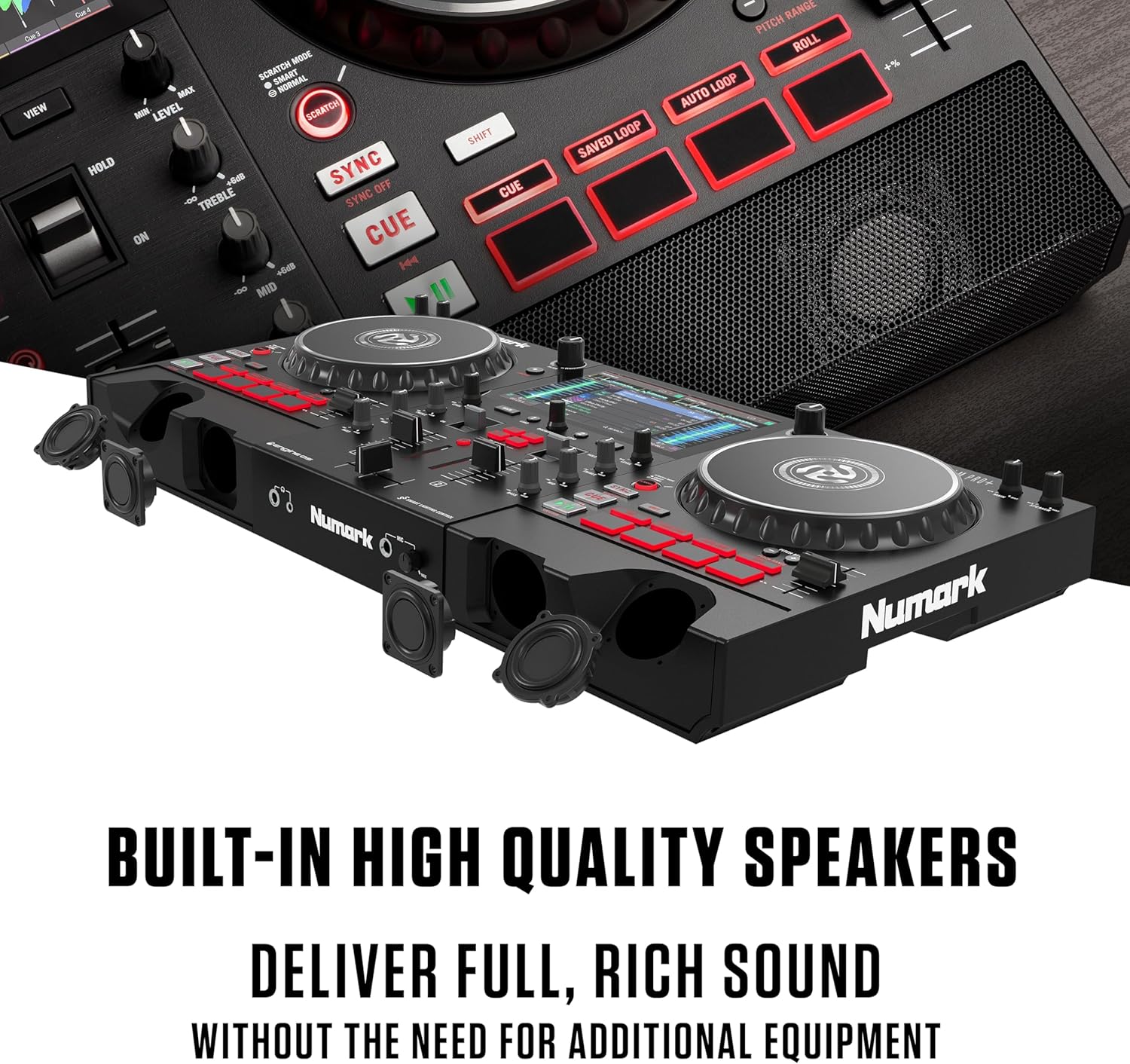 Numark Mixstream Pro+ DJ Controller with Stem Separation, 2 Decks, Wi-Fi Streaming, Mixer, 7
