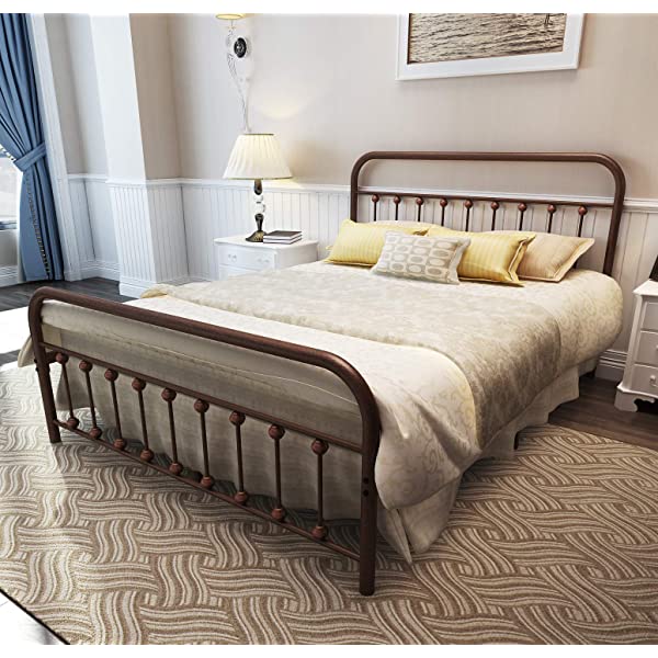 Black Metal Bed Frame Full Size with Headboard and Footboard Single Platform Mattress Base,Metal Tube and Iron-Art Bed(Full,Black) Full Black