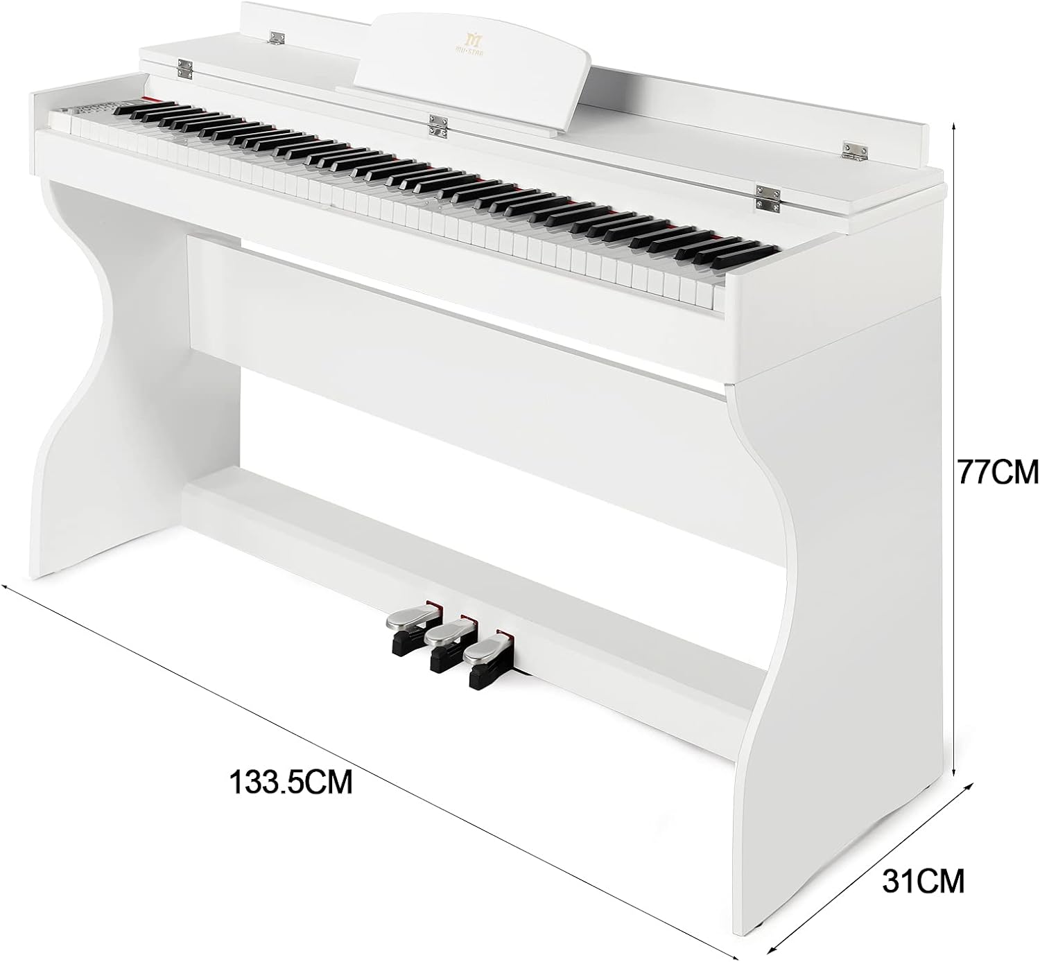 MUSTAR Digital Piano 88 Weighted Keys, Full Size 88 Key Piano Keyboard Semi Weighted, Home Electric Piano with Furniture Stand and Triple Pedal, Music Stand, USB MIDI