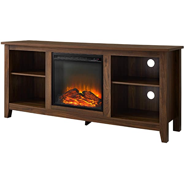 Walker Edison Wren Classic 4 Cubby TV Stand for TVs up to 65 Inches, 58 Inch, Black Black 58 InchTV Stand