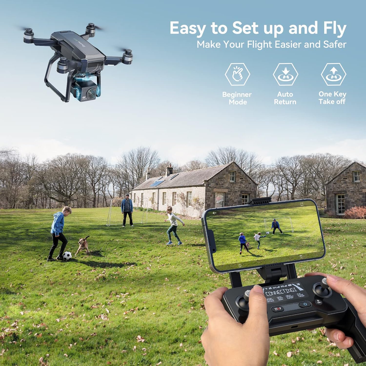 Bwine F7 GPS Drones with Camera for Adults 4K Night Vision, 3-Aix Gimbal, 2Mile Long Range, 75Mins Flight Time Professional Drone with 3 Battery