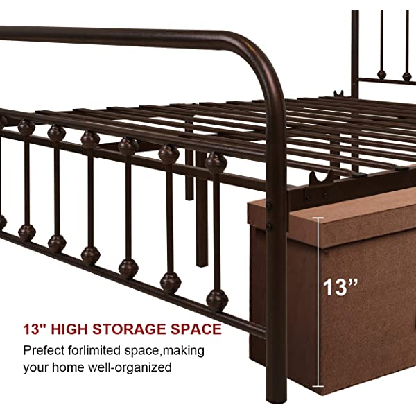 Black Metal Bed Frame Full Size with Headboard and Footboard Single Platform Mattress Base,Metal Tube and Iron-Art Bed(Full,Black) Full Black