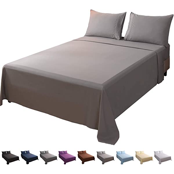 LBRO2M Bed Sheet Set Queen Size 16 Inches Deep Pocket 1800 Thread Count 100% Microfiber Sheet,Bedding Super Soft Comfortable, Cool Warm,4 Piece（Dark Grey） Dark Grey Queen