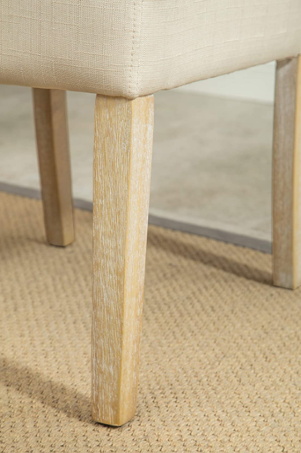 Roundhill Furniture Habit Solid Wood Tufted Parsons Dining Chair (Set of 2), Tan