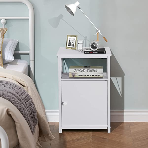 VECELO Modern Versatile Nightstands X-Design Side End Table Night Stand Storage Shelf with Bin Drawer for Living Room Bedroom, Brown+Black Brown+black Modern