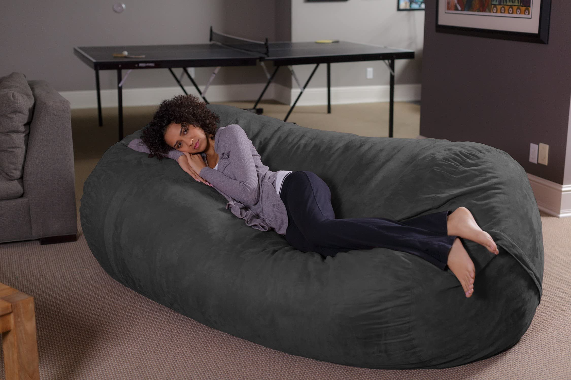 【Furniture】Sofa Sack - Plush Bean Bag Sofas with Super Soft Microsuede Cover - XL Memory Foam Stuffed Lounger Chairs