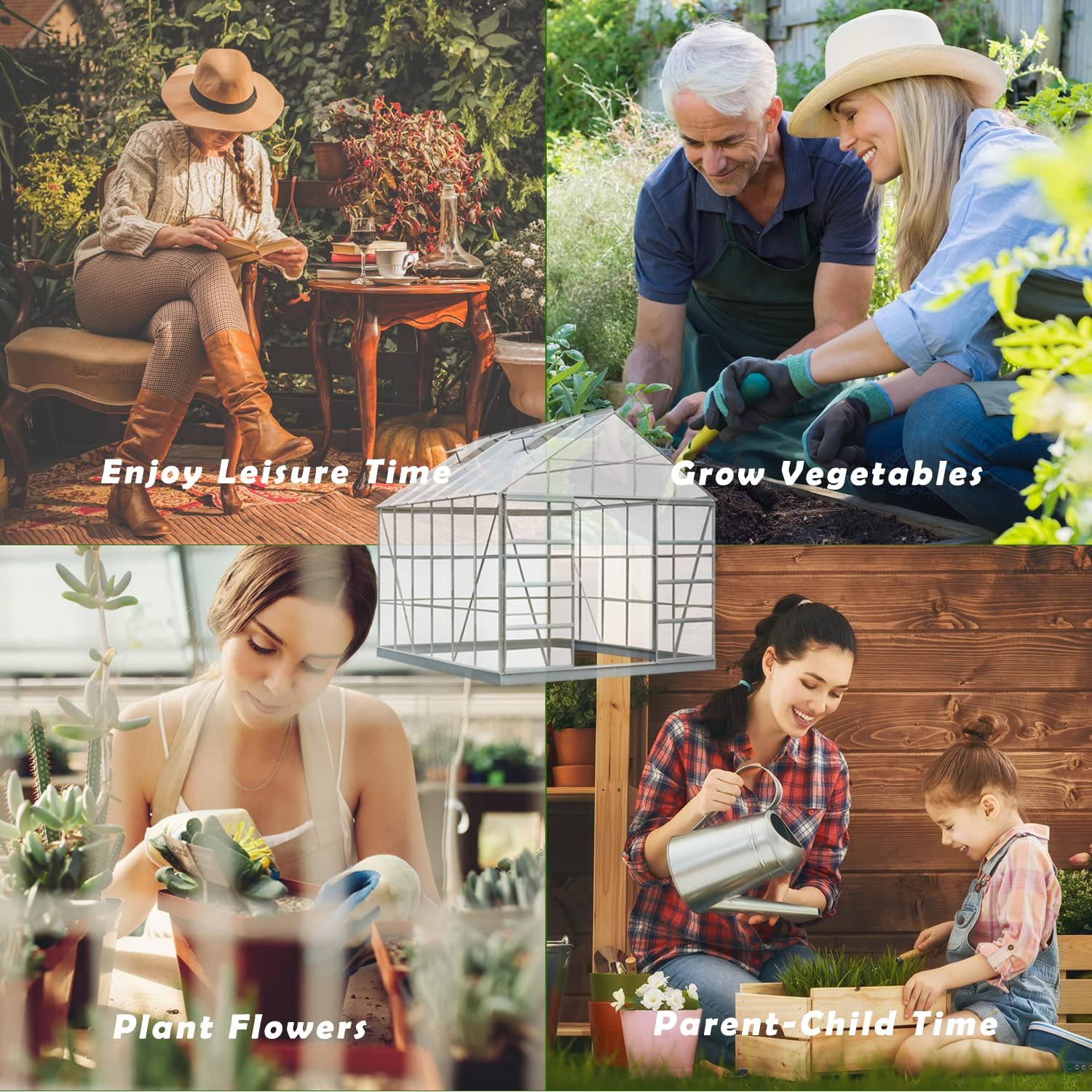 12'x10'x10.3' Outdoor Walk-in Hobby Greenhouse for Plants, Polycarbonate Aluminum Green House