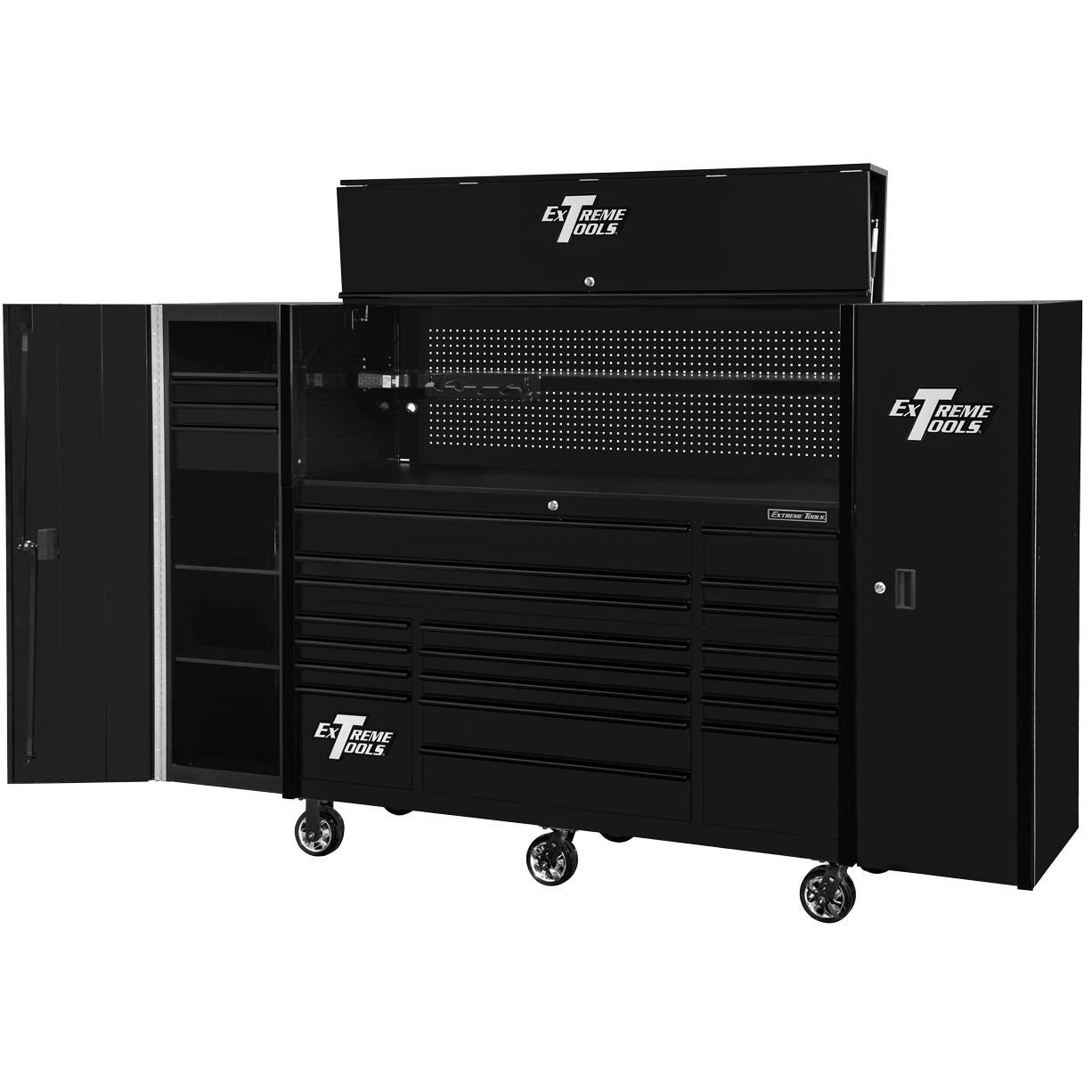 used toolboxExtreme Tools 72 x 25 19 Drawers Roller, Hutch & 2 Side Lockers Combo