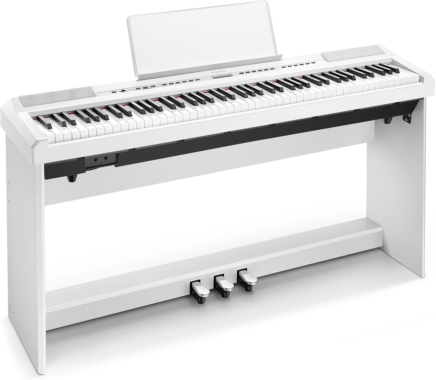 Donner Digital Piano Keyboard Weighted 88 Keys with Piano Stand, Beginner Home Electric Piano with Furniture Stand and Triple Pedal, DEP-20 Real Piano Touch